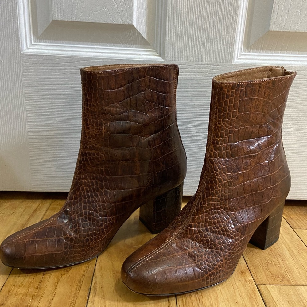 Free People Brown Croc Boots